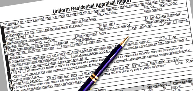 Appraisal form partially filled out, with pen lying on top - Appraisal, What's My Home Worth, Home Value, Free Market Analysis - Bill Salvatore, Arizona Elite Properties 602-999-0952- Arizona Real Estate
