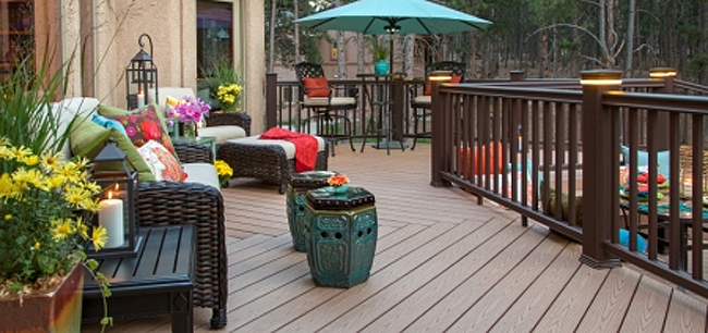 Deck with patio furniture, composite decking