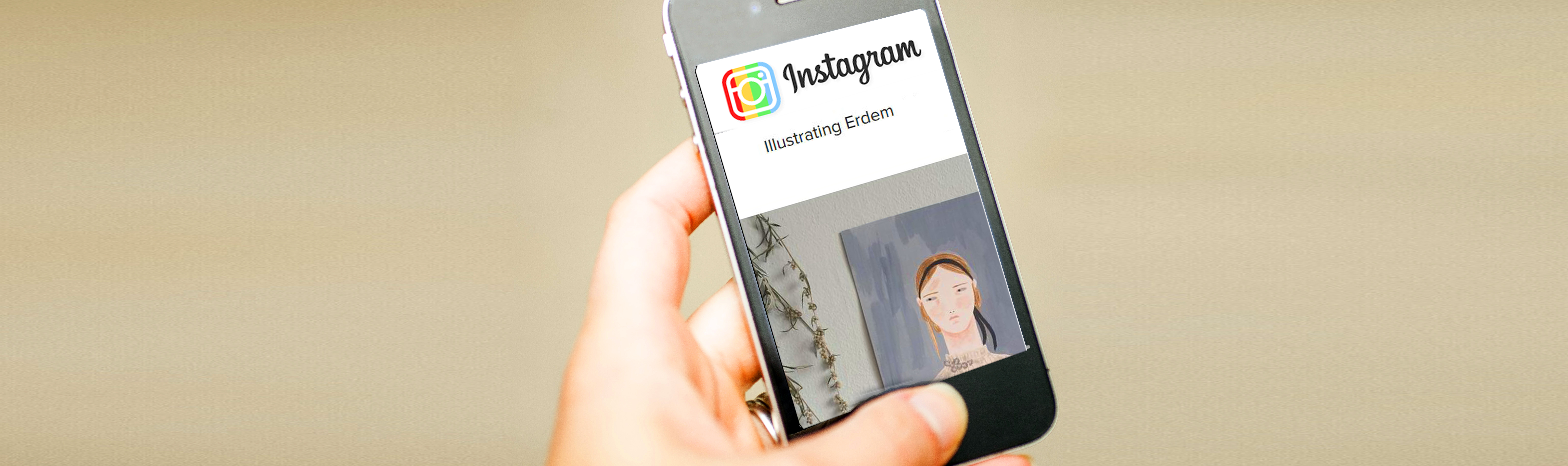 Cell phone displaying Instagram page with photo of artwork