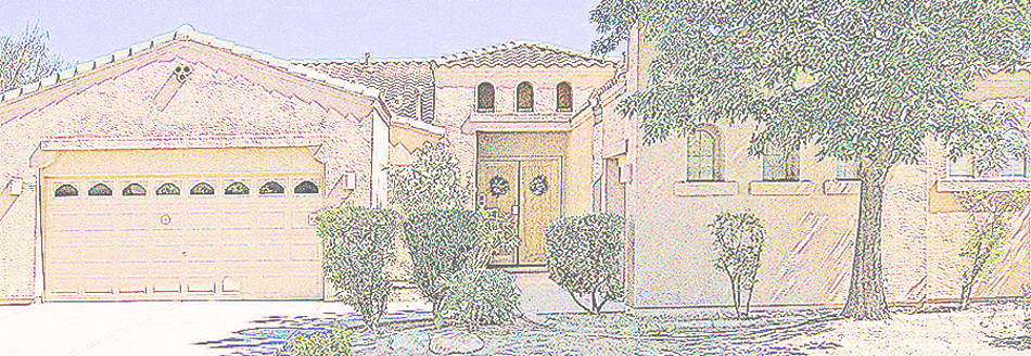 color sketch of front of home - Fox Crossing community - 563 W Carob Drive, Chandler, Arizona - Bill Salvatore, Arizona Elite Properties 602-999-0952 - Chandler Homes for Sale