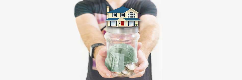 man holding jar of dollar bills and coins with small house sitting on top - house, money, mortgage, foreclosure - Bill Salvatore, Your Valley Property Team - Arizona Elite Properties 602-999-0952