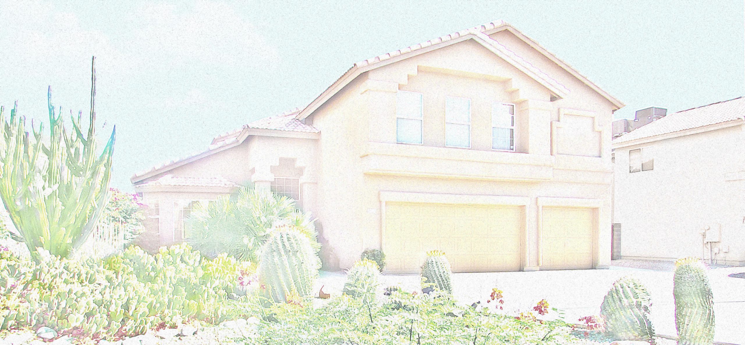 two story home with cactus and flowering bushes in front, mountain behind - 1825 N Raven Circle, Mesa Arizona 85207 - Header - Bill Salvatore, Your Valley Property Team, Arizona Elite Properties 602-999-0952